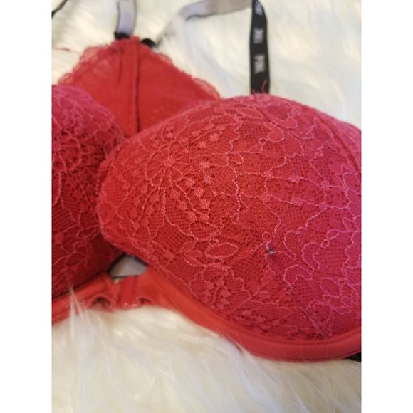 Victoria's Secret PINK VS Bra RacerBack Underwire Red Lace Sz 32DD - Picture 2 of 7